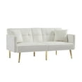 thumbnail image 3 of SYNGAR Sofas for Living Room, Velvet Upholstered Futon Sofa Bed Modern Convertible Folding Futon Lounge Couch for Apartment Dorm, Home Furniture Futon Sofa/Bed with Armrest, Gold Metal Legs, White, 3 of 8