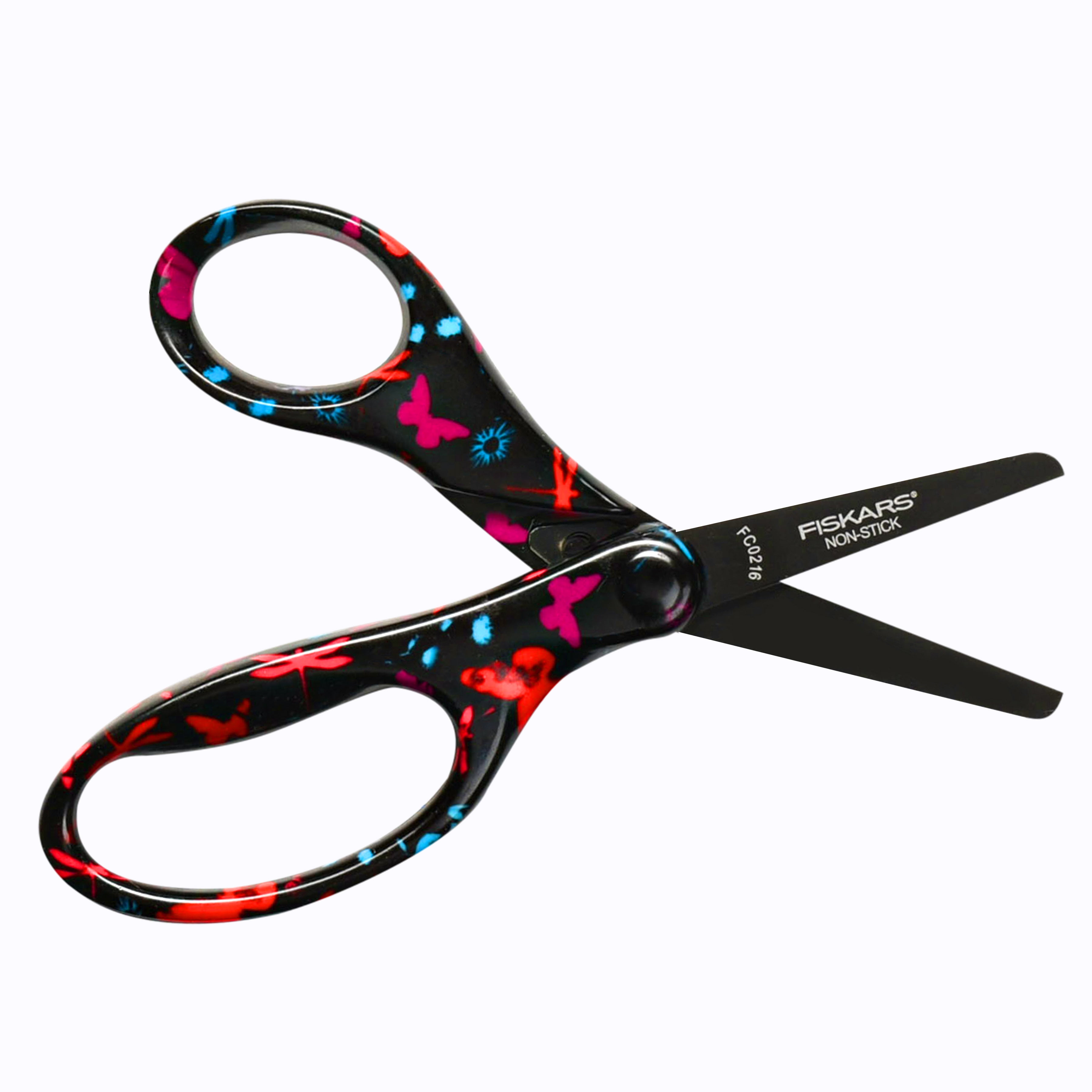 NEW Fiskars 5/" Flower Design Non Stick Blunt Tip Kids School Safety Scissors