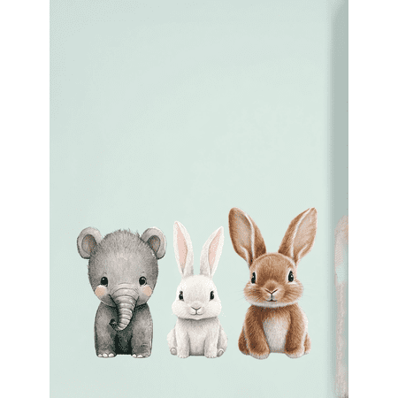 Cute Elephant Rabbit Bunny Canvas Print Wall Art for Living Room Bedroom Nursery Kids Room Home Decor
