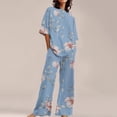 thumbnail image 1 of Ensembles de Pyjama pour Femmes Adapté Été Col Rond Manches Courtes Imprimé Floral Haut Chemise avec Pantalon Grande Taille 2 Ensemble TTG, 1 of 5