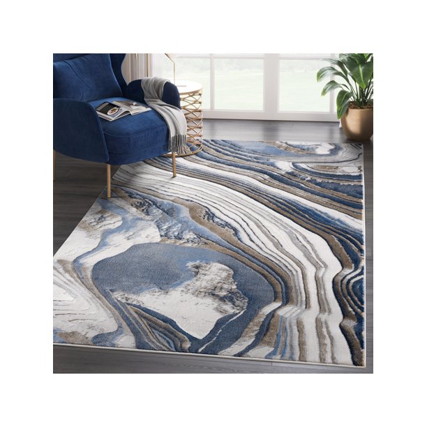 Abani Rugs Regal REG150A Blue Grey Gold Topography Inspired Area Rug