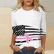 thumbnail image 2 of Camisetas Casuales de las Mujeres Impresas 3/4 Manga Blusa Cuello Redondo Estante de Imitación, Moda Casual Top para las Mujeres, 2 of 5