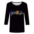 thumbnail image 4 of CYiJun Mardi Gras Clothing,Parade Ready 3/4 Sleeve Top,Lightweight Crewneck Shirt for Mardi Gras Street Celebration, 4 of 6
