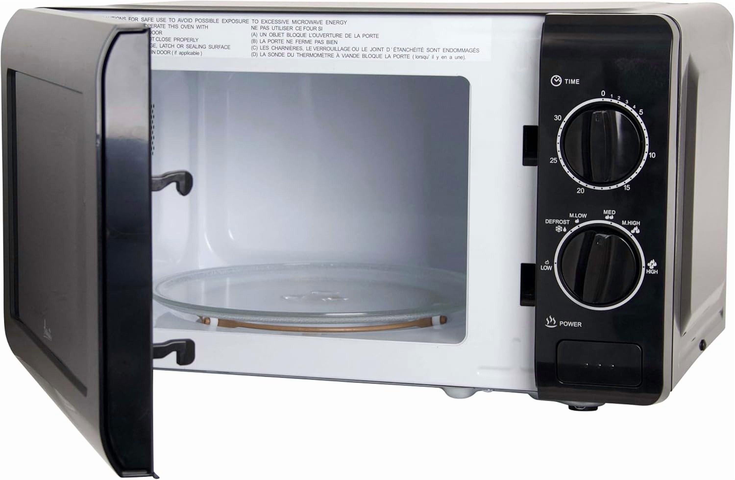Compact Microwave Oven 700- with 5 Power Settings, Defrost, Glass Turntable, Black