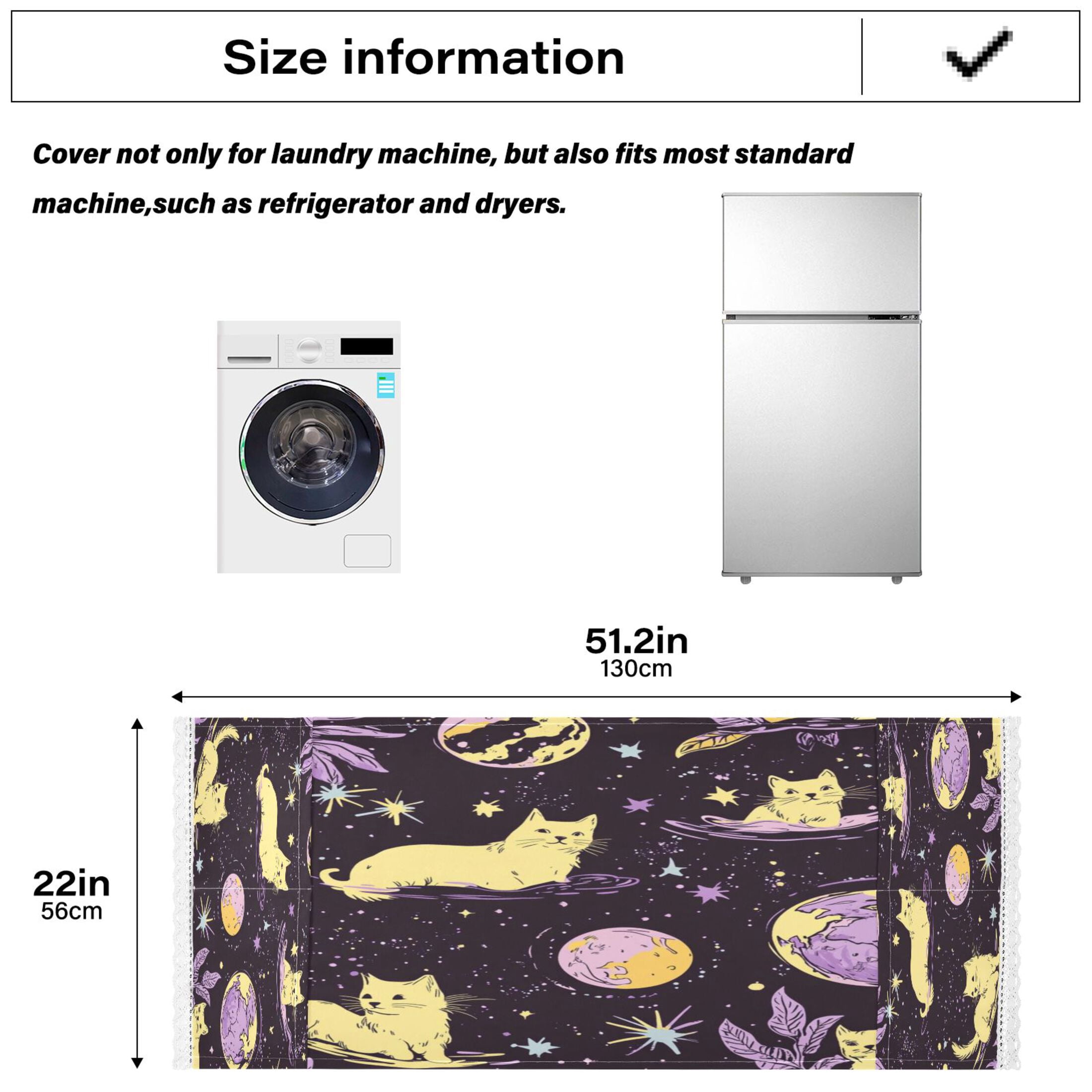 WOBOGO Yellow Cats Artistic Pattern Washing Machine Cloth Dryer Refrigerator Top Cover Protective Non-Slip Mat For Kitchen Laundry