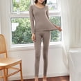 thumbnail image 2 of UAMVSH Thermal Underwear Set for Women Soft Warm Long Sleeve Crewneck Tops with Leggings Casual Slim Fit Base Layer 2 Piece Pajama Set, 2 of 4