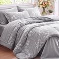 thumbnail image 4 of U by Bedsure Full Comforter Set Grey, Bed in a Bag Full Size Bedding, 7-Pieces Botanical Flowers Spring Comforter, Sheets, Pillowcases & Shams, 4 of 10