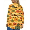 thumbnail image 3 of Abcomgle Plus Size Halloween Shirts for Women Spooky Striped Pumpkin Bat Graphic Tshirts for Women Crewneck Long Sleeve Tee Shirts for Women Holiday Casual Womens Tunic Tops,4XL, 3 of 4
