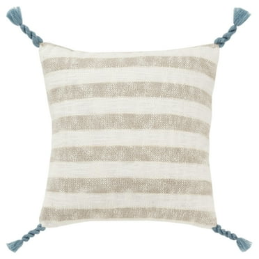 Rizzy Home Natural 18"X18" Stripe Woven Poly Filled Throw Pillow