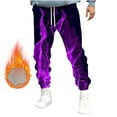 thumbnail image 2 of Lorytime Men's Joggers with Pockets Fleece Printed Elastic Waist Sweatpants Drawstring Full Length Trousers Warm Outfits, 2 of 5