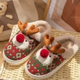 thumbnail image 5 of Fuzzy Slippers For Women Christmas Deer Closed Toe Flat Bottom Warm Slippers Warm Cozy Winter House Slippers Bedroom Indoor House Shoes, 5 of 5