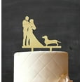 thumbnail image 2 of Personalized Wedding Cake Topper bride and groom With Dog silhouette Rustic Wooden Cake Topper Cake Decoration 6"-7" Inches Wide, 2 of 3