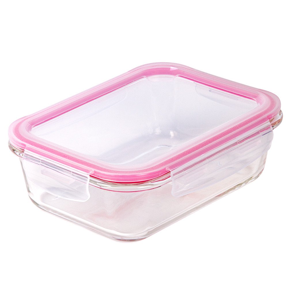 Glass Meal Prep Containers for Kitchen Glass Food Storage Container with Pink Lid Home Use 0.94