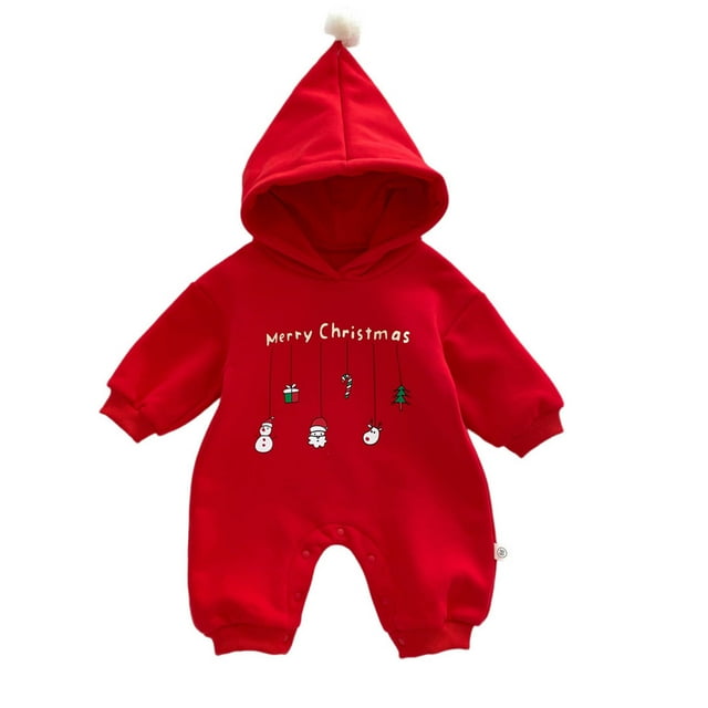 GDREDA Girls' Jumpsuits & Rompers Rompers for Girl Dressy Baby Girls Print Christmas Spring Winter Long Sleeve Romper Jumpsuit Clothes Red,0-6 Months