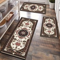 Kitchen Rugs Sets of 3 Non Slip Washable Kitchen Mats for Floor, Waterproof Kitchen Runner Rug, Floor Mat Carpet for Entryway, Laundry, Sink, Hallway, Bathroom