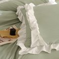 thumbnail image 3 of Bedding Duvet Cover With Pillowcase Set Washed Cotton Ruffle Edge Green Full Size, 3 of 5