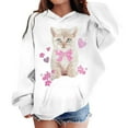 thumbnail image 3 of Telankuip Cute Cat Graphic Hoodies for Teen Girls Kawaii Anime Tween Girl Long Sleeve Hooded Sweatshirts Preppy Comfortable Soft Going out Wear Pullover Tops White 160, 3 of 4
