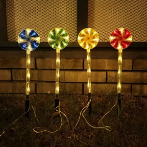 Chmadoxn Solar Lights Outdoor Candy Cane Lights Outdoor, 4 Pcs Lollipop Yard Sign, Outdoor Garden Lawns Lamp For Wedding Lawns Patio Garden Porch Markers Ornament garden light