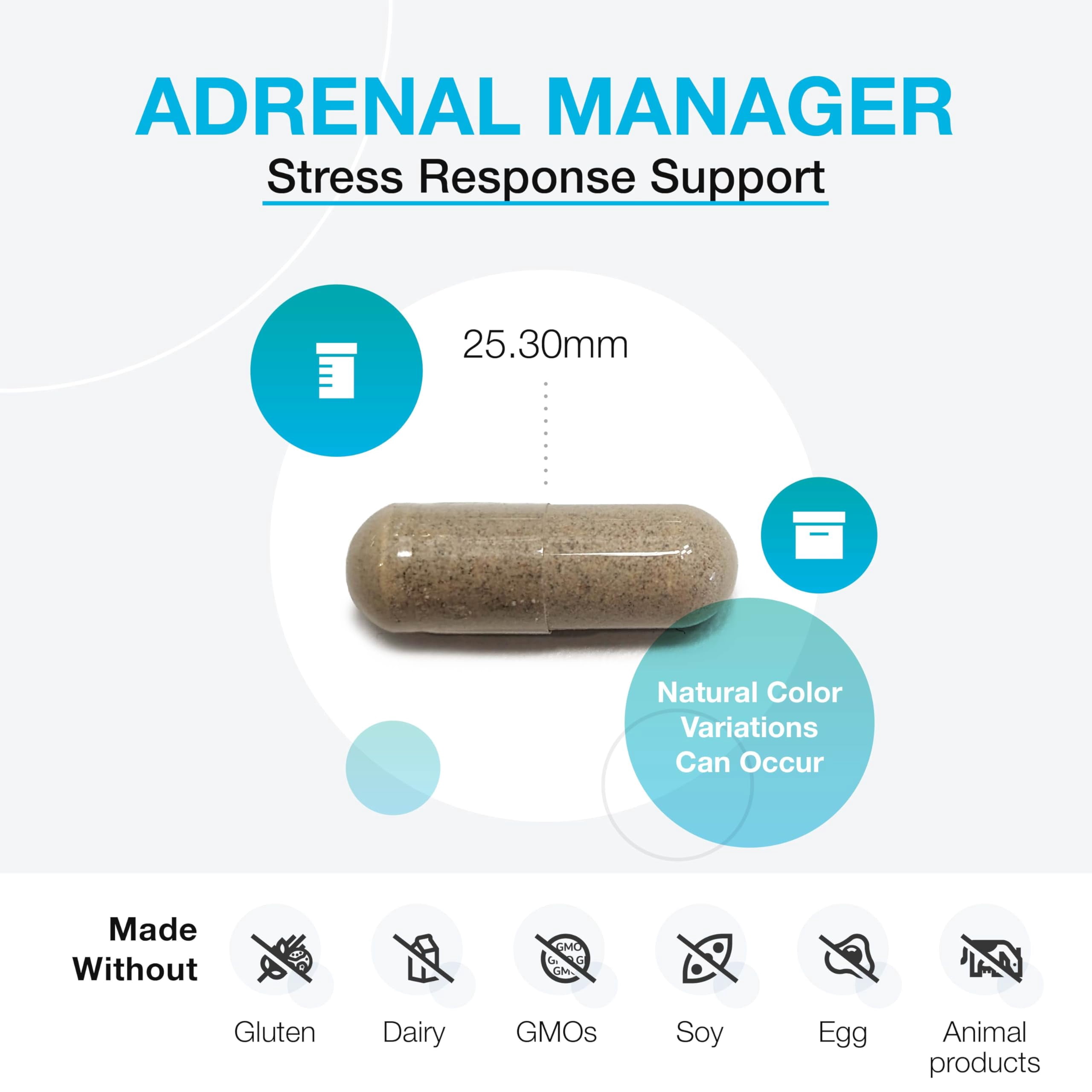 XYMOGEN Adrenal Manager - Energy, Stress Response + Adrenal Gland Support - Adrenal Supplement with L-Tyrosine, Zinc Chelate, VIT B6, Magnesium, Pantothenic Acid, Rhodiola Rosea (120 Capsules)
