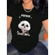 thumbnail image 1 of 1pc Cute Panda Print T-Shirt for Women, Casual Crew Neck Short Sleeve Top, Fashion Trendy Knit Polyester, Medium Stretch Animal Pattern Tee, Comfortable All-Season Summer Shirt, 1 of 6
