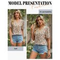 thumbnail image 6 of Xuanfei Women Floral Print V Neck Short Sleeve Summer Top, 6 of 7