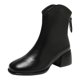 thumbnail image 1 of NECHOLOGY Botas Mujer Zapatos Botines para mujer Moda mujer cuero artificial Color sólido otoño suela gruesa tacones cuadrados cremallera botines cortos zapatos de punta redonda (Black, 6.5), 1 of 5