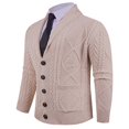 thumbnail image 4 of Lovzfmll Men's Cardigan, Shawl Collar Cable Knit Button Pocket, Casual Long Sleeve Sweater for Men, L, 4 of 5