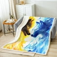 thumbnail image 2 of Ice Fire Wolf Blanket ,Safari Throw Blanket Wolf Decor for Couch Bed Sofa,Wild Animal Hunting Wolves Fleece Blanket Yellow Blue Fuzzy Blanket 50"x60", 2 of 5