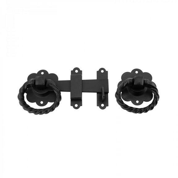 Black Wrought Iron Gate Floral Ring Turn Latch Lock 6" Replica Pull Catch for Barn Door Renovator's Supply