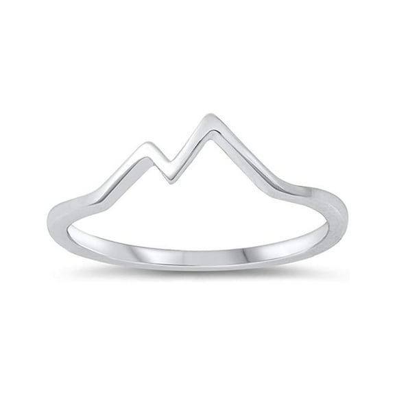 925 Sterling Silver Classic Mountain Travel Minimalist Band Women Stackable Daily Wear Ring