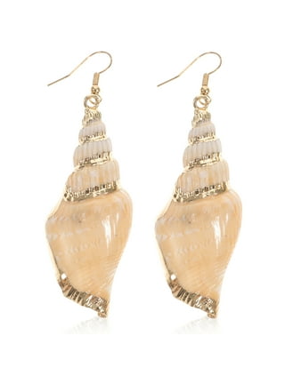 Pink conch shop shell earrings