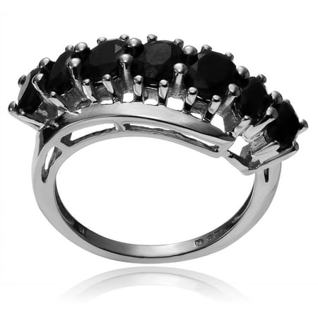Brinley Co. Women's Black Sapphire Sterling Silver Fashion Ring