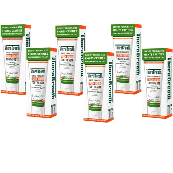6 Pack - TheraBreath Fresh Breath Dentist Formulated Toothpaste, Mild Mint, 4 Ounce