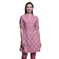 thumbnail image 1 of Bimba Short Kurtis For Ladies Printed Mandarin Collar Roll Up Sleeve Dress, 1 of 6