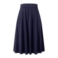 thumbnail image 4 of vigerkar Womens Basic Solid Midi Skirts Casual Knee Length A-Line Skirt Lightweight Flare Pull On Closure Skirt Plus Size Navy, S, 4 of 5