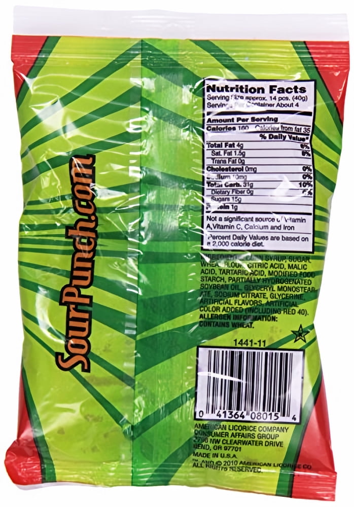 Sour Punch Bites Chewy Sour Strawberry Candy 5 oz (Pack of 4)