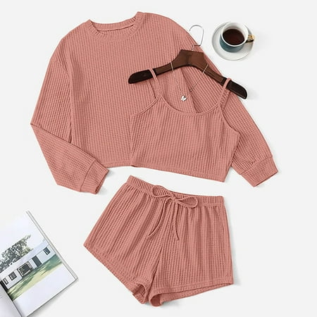 

YSEINBH Suspenders Shorts Suit Summer 2 Piece Base Home Clothes Comfy Nightgown Women s Pajama Suit