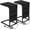 Black, variant on Hanyu C Shaped End Table with Charging Station, TV Tray Couch Tables with Storage Bag, Slide Under Sofa Side Side Table with USB Ports and Outlets for Living Room, Rustic Brown, HET04CBR-1