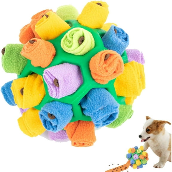 Mentally Stimulating Puzzle Toy for Dogs, Green Multicolored Ball