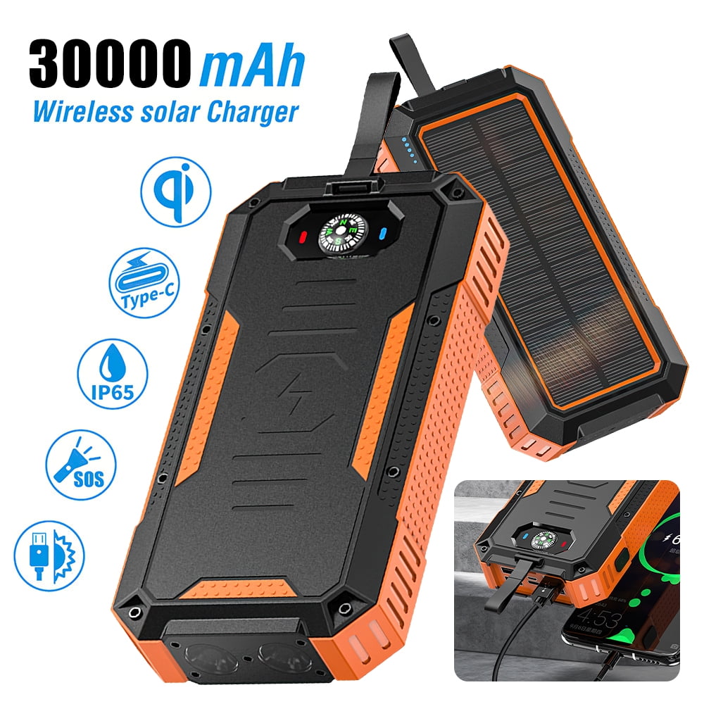 Zengest 30000mAh Solar Charger for Cell Phone,Wireless Solar Power Bank ...