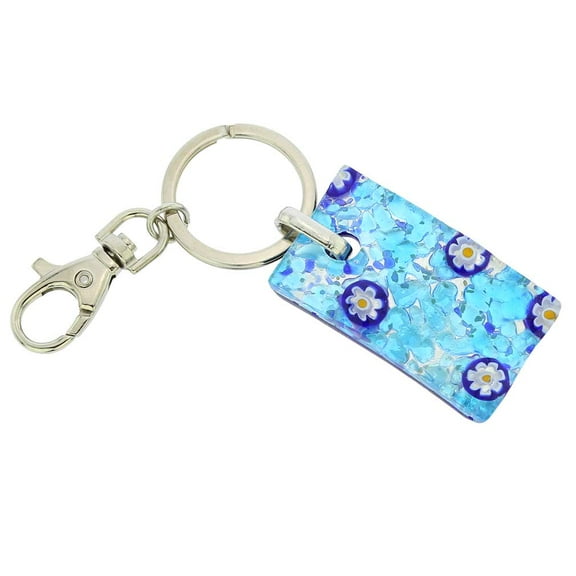 GlassOfVenice Murano Glass Colors Rectangular Keychain - Aqua Blue