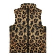 thumbnail image 4 of Pzuqiu Leopard Print Girls Sleeveless Vests Size 9-10 Versatile Warm Winter Lightweight Sleeveless Fleece Jacket with Pocket Full Zip Fall Outfits Fashion Clothing for Daily Life, 4 of 7