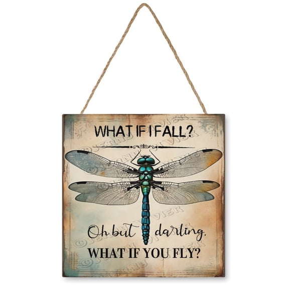 Dragonfly Decorative Wood Hanging Wood Plaque, Rustic Door Sign, Wall Decor Art, Housewarming Gift 12x12 inches