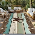 thumbnail image 3 of Fsddascl West Texas Star Rustic Outdoor Rug for Patio/Deck/Porch, Non-Slip Large Area Rug 4 x 6 Ft, Farmhouse Teal Green Wood Plank Indoor Outdoor Rugs Washable Area Rugs, Camping Rug Carpet, 3 of 5