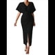 thumbnail image 1 of Vestido de Cóctel para Mujer, con Efecto Metalizado, Cruzado, Color Liso, Escote en V, Plisado, Abertura Alta, Corta, Midi, Negro, Talla M, 1 of 9