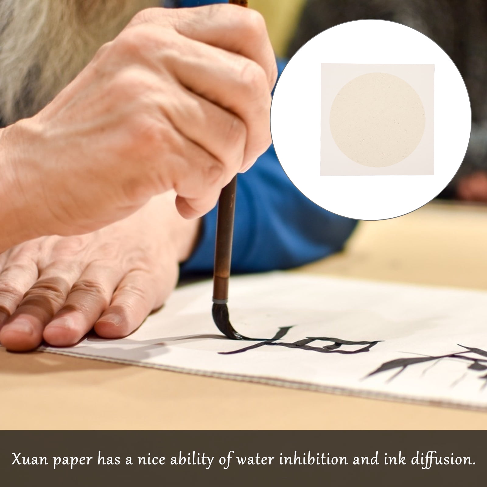 Calligraphic Drawing Paper Chinese Calligraphy for Handmade Card Rice Papers Round Vintage White