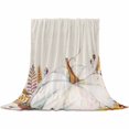 thumbnail image 2 of Thanksgiving White Pumpkin Throw Flannel Blanket 50x60In Fall Flower Harvest Linen Texture Super Soft Cozy Bed Blanket, Lightweight Plush Fuzzy Bed Throw for Bedroom Sofa Couch Living Room, 2 of 4