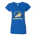 thumbnail image 2 of Wild Bobby All Star Cheerleading Megaphone Girl Sports Women Standard V-Neck Tee, Royal, Medium, 2 of 5