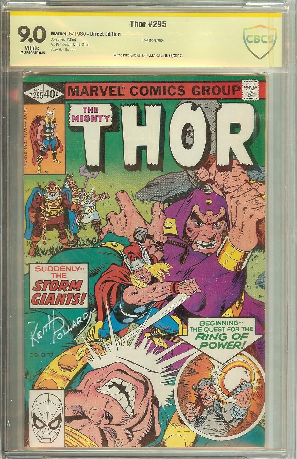 Autographed The Mighty Thor #295 CBCS 9.0 (not CGC)