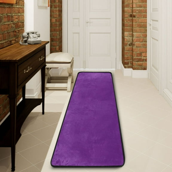 Ryvnso Purple Solid Color Hallway Runner Rugs Floor Carpet Non Slip Entryway Mat 2' x 6'